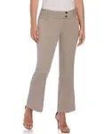 Rafaella Women's Gabardine Bootcut Pants Short - Curvy Fit, Plus Size in Summer Straw, Size 12, Solid, Polyester/Rayon/Spandex