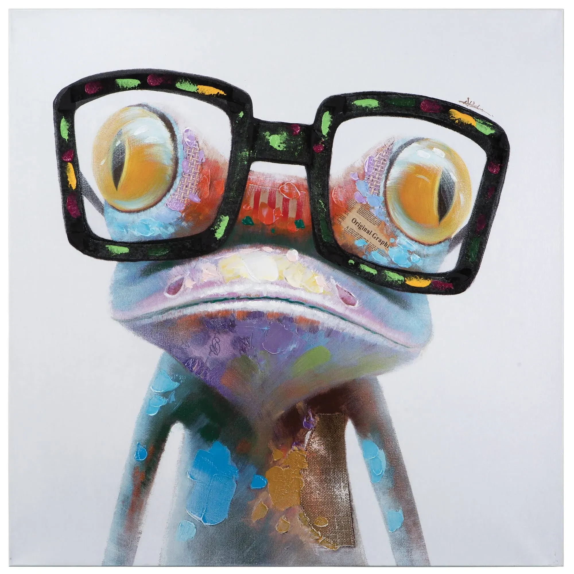 Yosemite Home Decor Hipster Froggy Does Not Apply Wood Framed 40-in H x 40-in W Animals Paper Hand-painted Print Lowes.com