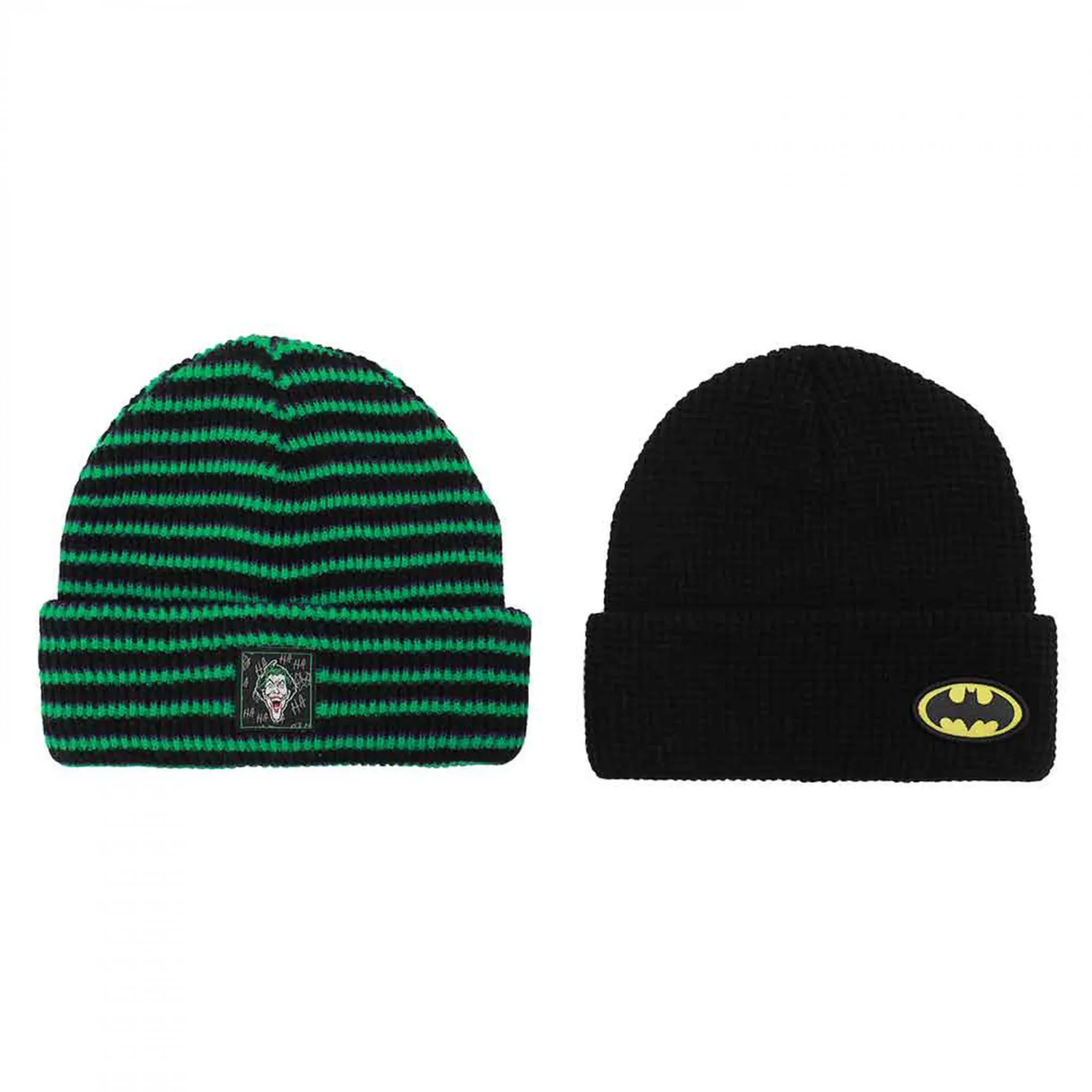 Bioworld DC Comics Joker and Batman 2-Pack Beanies - Officially Licensed, Acrylic Yarn, OSFM Multicolored