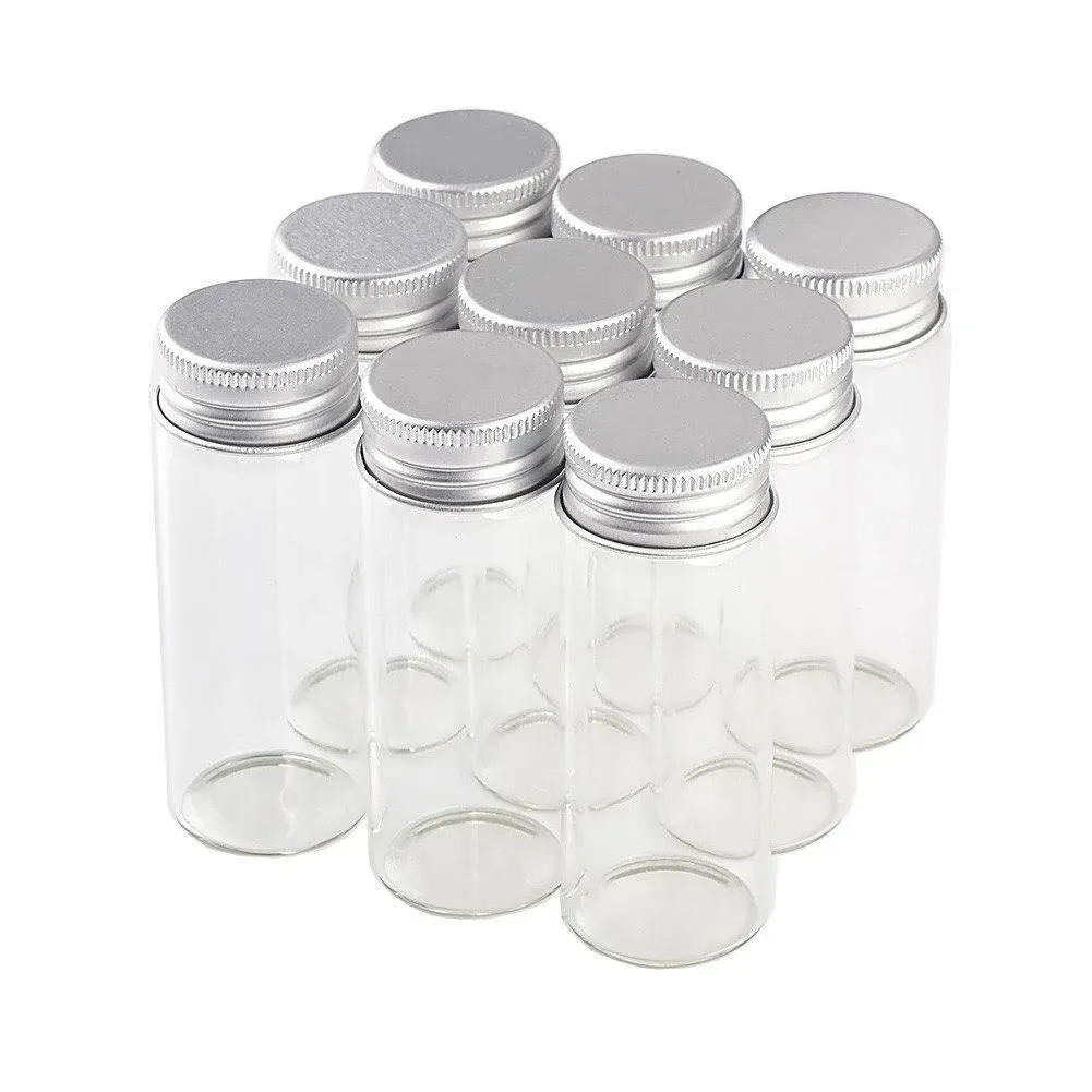 40ml Empty Seal Jars Glass Bottle with Aluminium Gold or Silver Color Screw Cap Sealed Liquid Food Gift Container 12units (12, 40ML-LU-Cap)