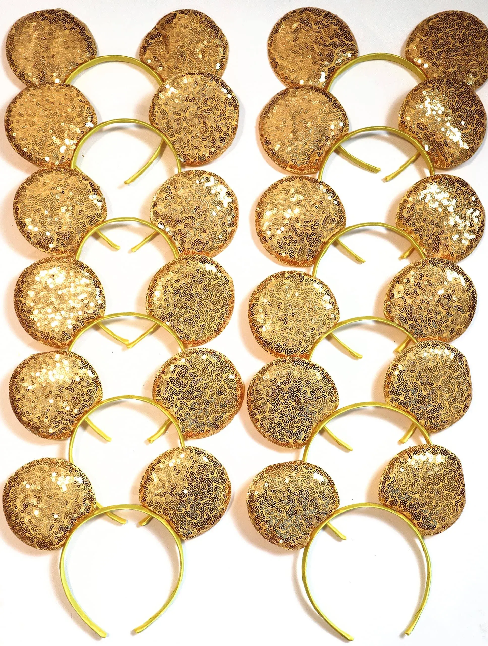 CLGIFT Set of 12 - Yellow/Gold Sequin Mickey Mouse Ears,Belle/Beauty and The ...