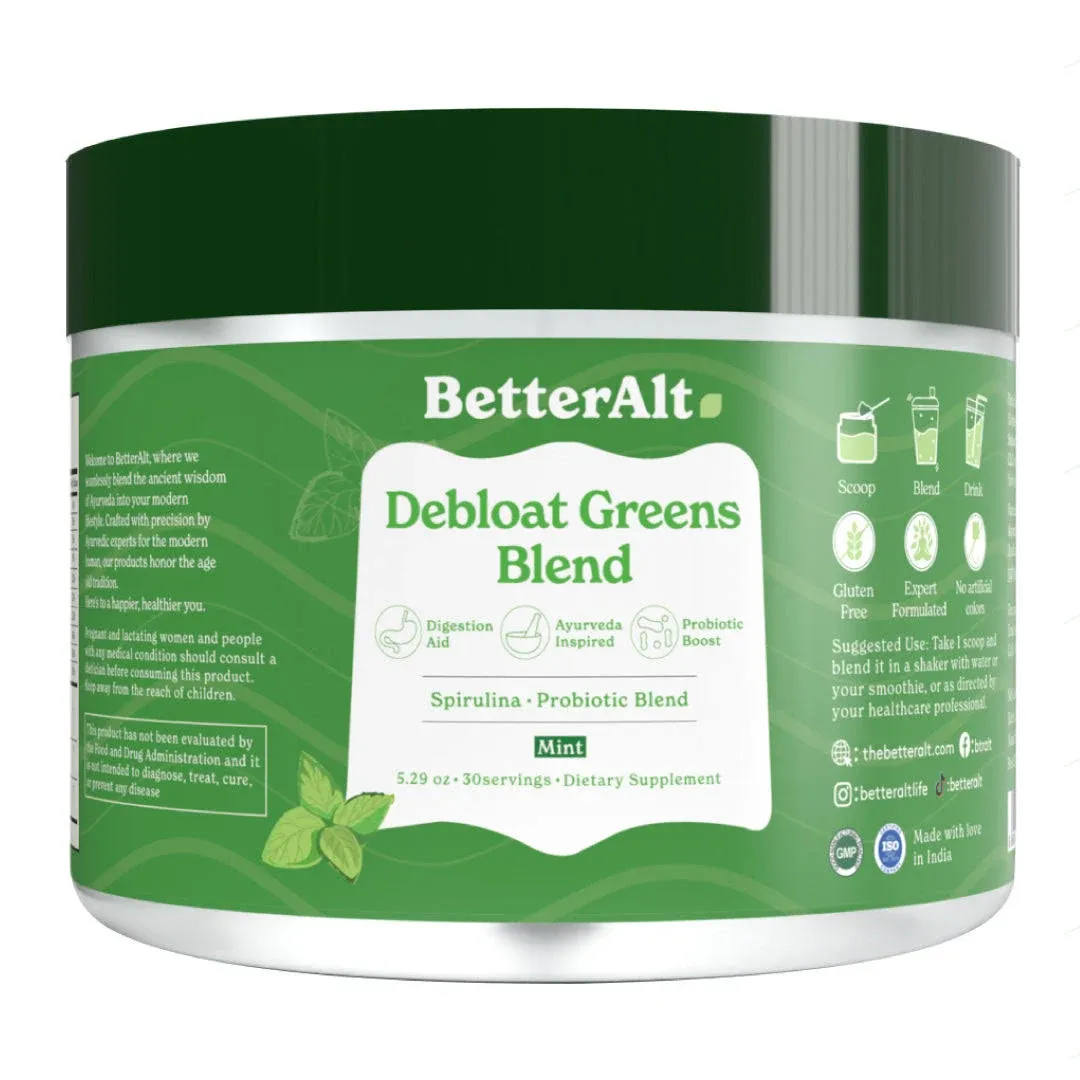 BetterAlt's Greens Powder for Debloating - Mint Flavor, 30 Servings