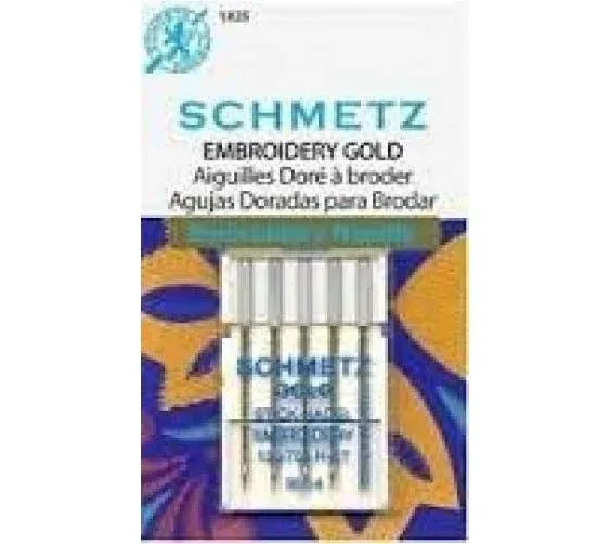 Schmetz Gold Titanium Embroidery Needles Size 90/14