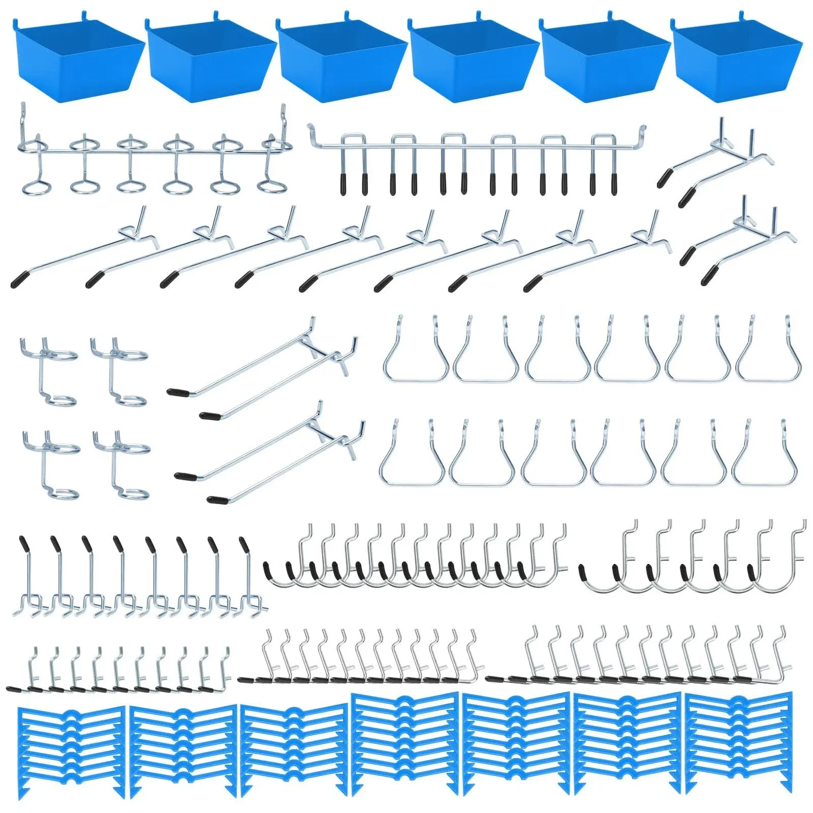 Daanxw 148PCS Pegboard Accessories Organizer Kit, Pegboard Bins, Pegboard Set for Tools, 1/8 and 1/4 inch Pegboard Hooks Assortment