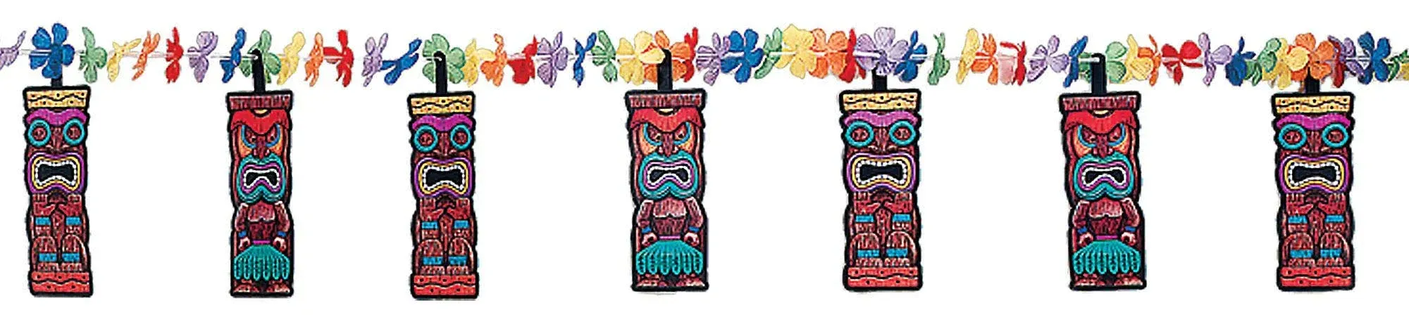 Tiki Flower Lei Garland - 7.5' (1 Pc,) - Perfect for Luaus, BBQs, Pool Parties for a Tropical Island Vibes