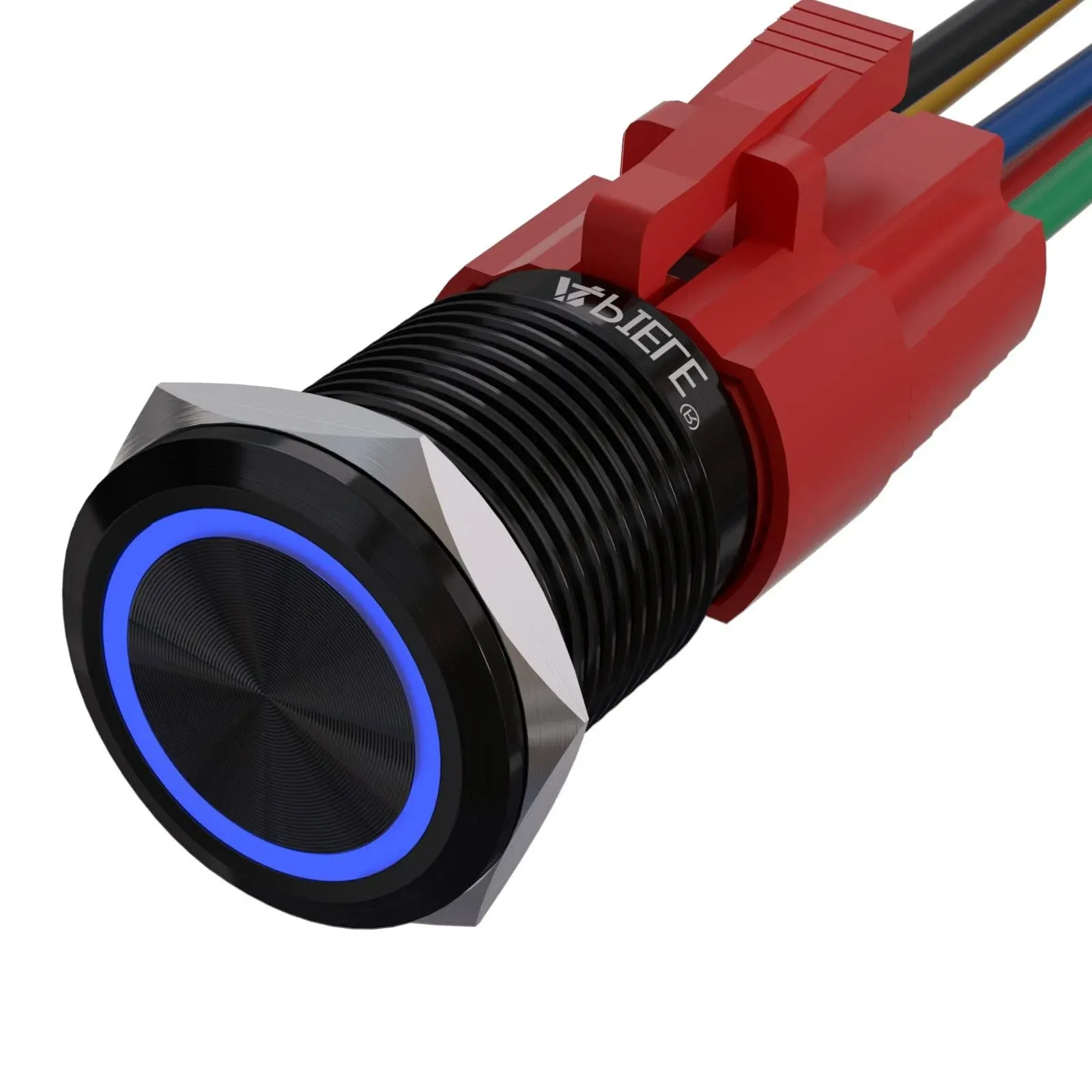 16mm Momentary Black Push Button Switch On Off With 12v Led Angel Ring Head For 