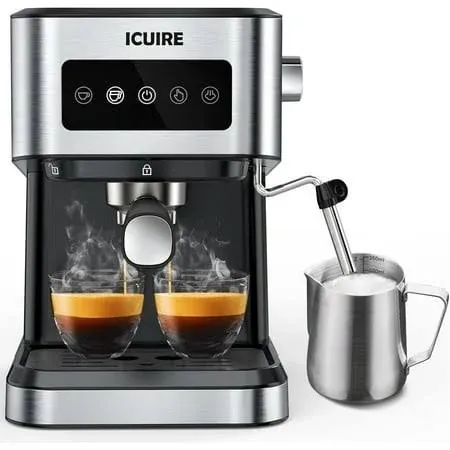 ICUIRE 20 Bar Espresso Machine with Milk Frothing Pitcher, 1050W - BLACK