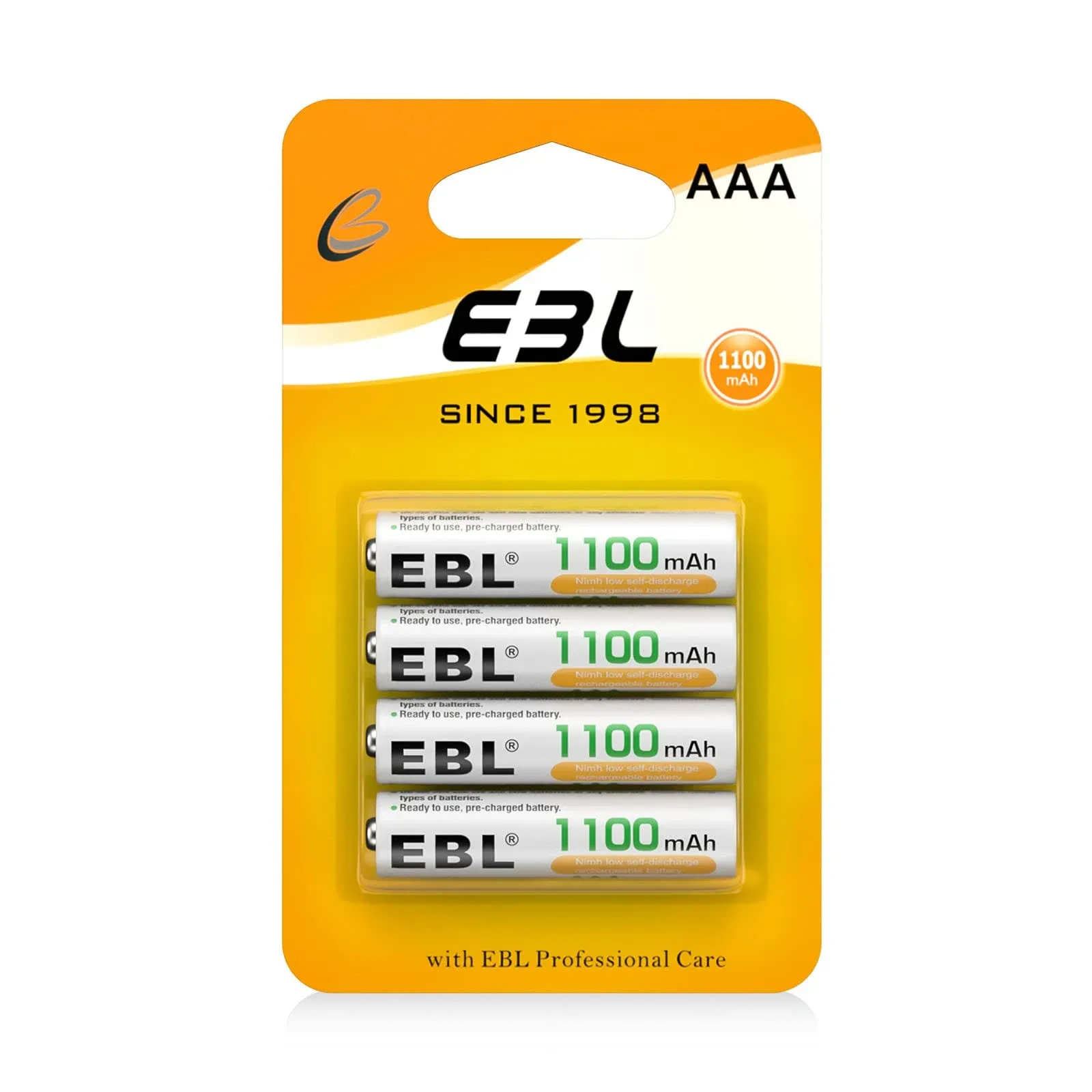 EBL Rechargeable AAA Batteries 1100mAh Ni-MH Triple A Batteries, Precharged Long Lasting AAA Battery - 8 Counts