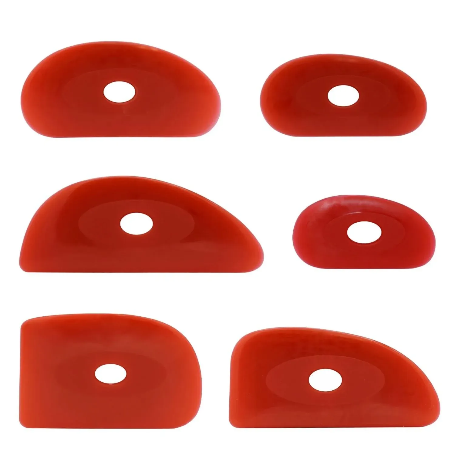 Pack of 6 Red Soft Silicone Pottery Ribs (Shapes 0-5) | Ultimate Ceramic Sculpting Tools Set for Smooth Finishing and Removing Finger Marks