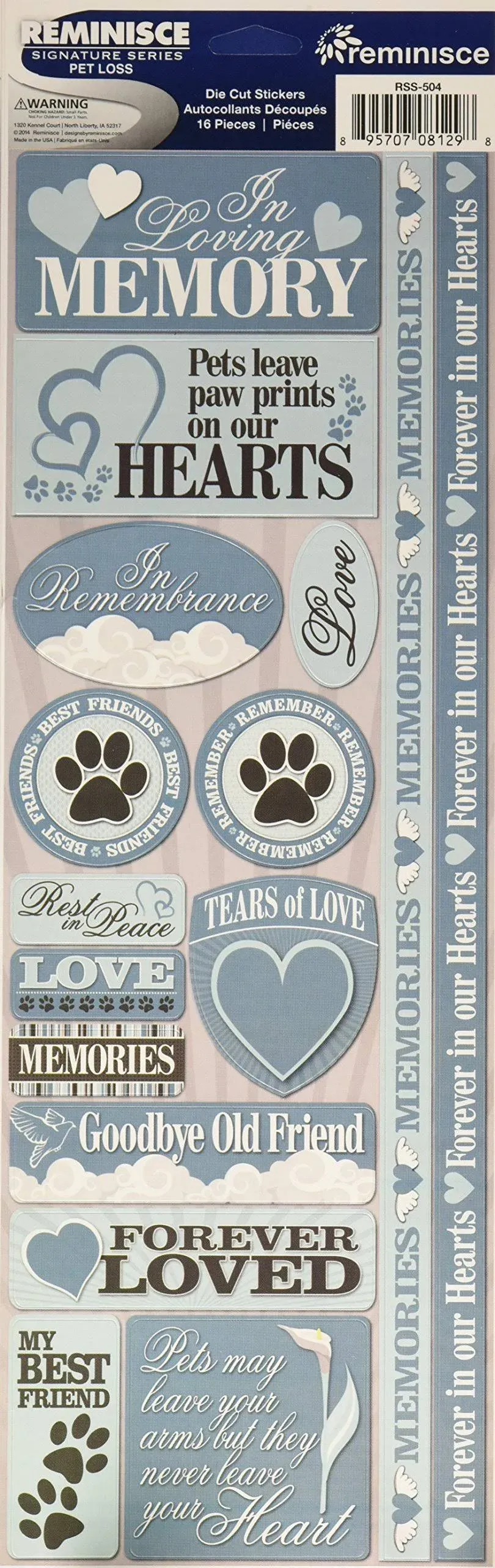 Reminisce Signature Series Cardstock Combo Sticker 4.25&#034;X12&#034;-Pet Loss