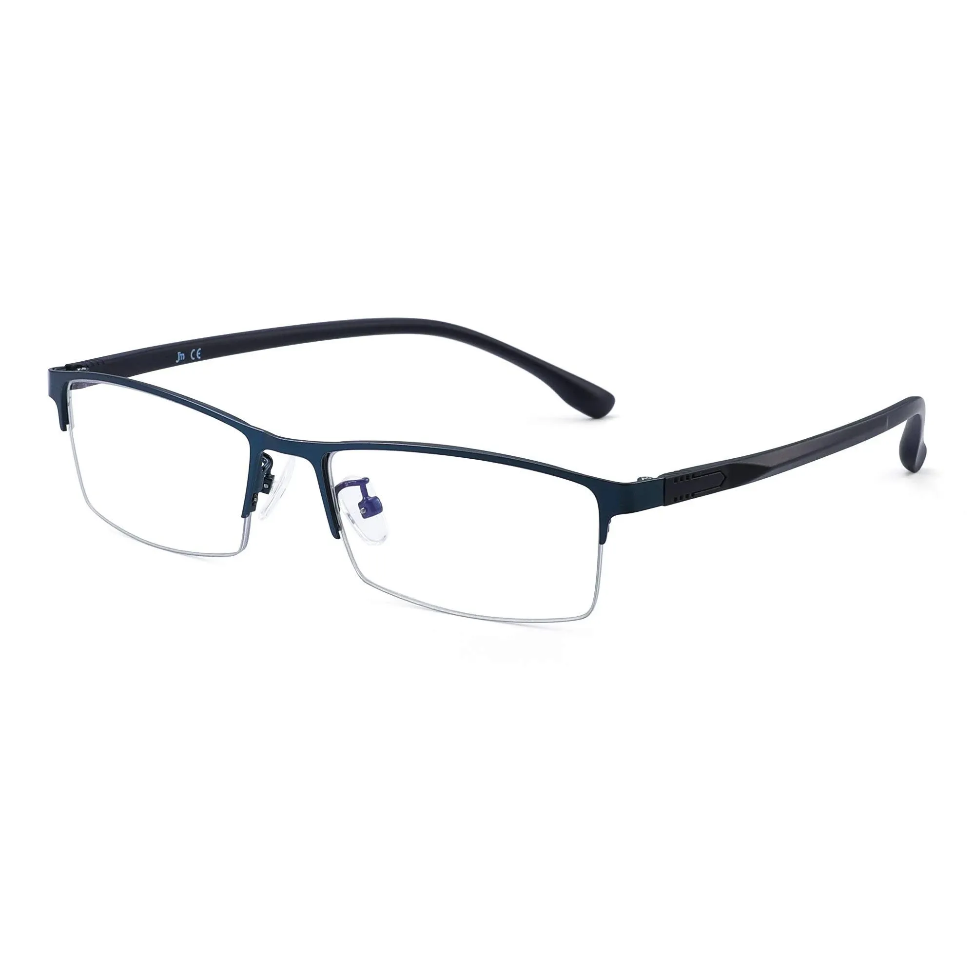 JM Classic Rectangle Reading Glasses for Men Semi Rimless Blue Light Blocking Computer Readers