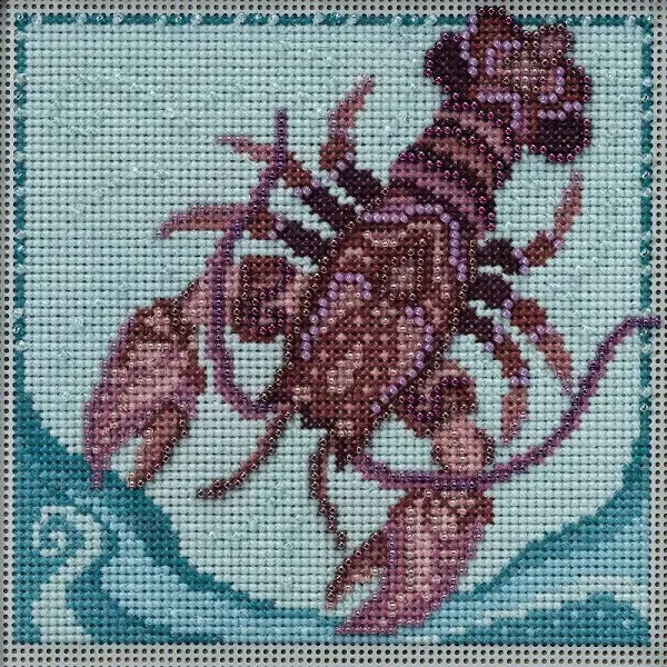 MILL HILL &quot;Lobster&quot; Beaded Counted Cross Stitch Kit by Mill Hill~Marine Life Quartet Beaded Cross Stitch Kit~Sea Life Cross Stitch Kit