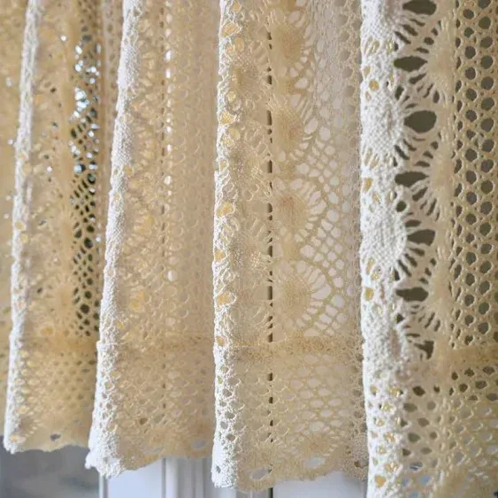 Vintage curtain valance with fringe W143&quot; x H26; Golden color boho curtain