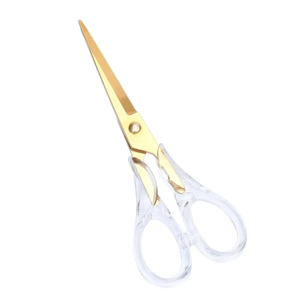 Stylish Acrylic Gold Multipurpose Scissors Stainless Steel 6.3 Inches Office Scissors Desktop Stationery for Cutting Heavy Duty Leather Arts Fabric