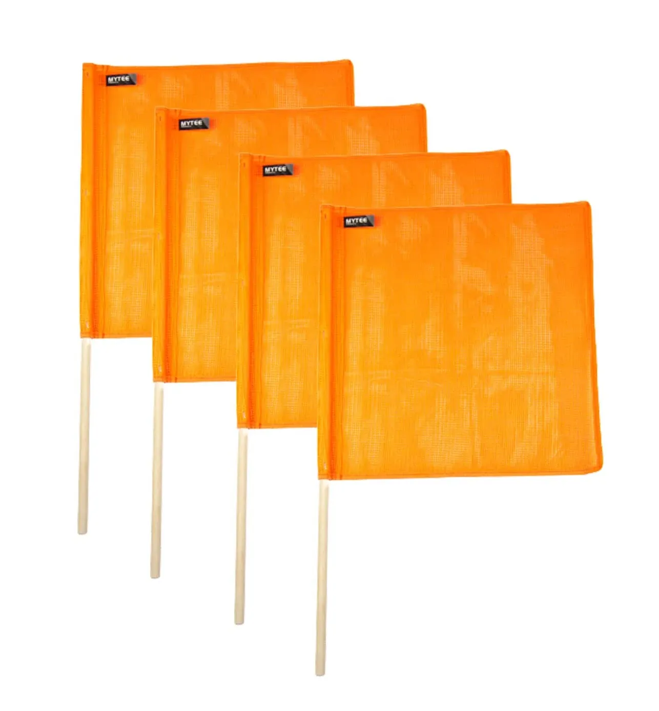 (4 Pack) Vinyl Mesh Flag with Wooden Dowel 18&#034; x 18&#034; - Orange