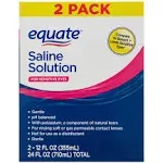 Equate Saline Solution for Sensitive Eyes Twin Pack, 12 fl oz, 2 Count