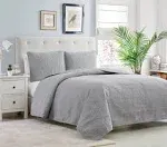 Mellanni Bedspread Coverlet Set Gray - Best Quality Comforter Oversized 3-Piece Quilt Set (King / Cal King, Light GRAY)