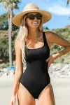 Cupshe Women's One Piece Swimsuit Square Neck Slim Over The Shoulder Straps Bathsuit