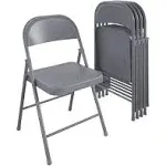 Cosco SmartFold All-Steel Folding Chair, 4-Pack - Grey