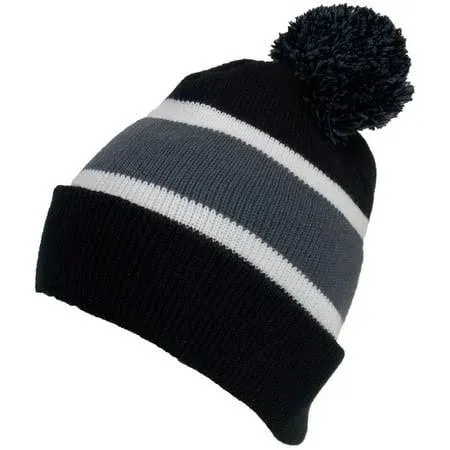 Quality Cuffed Cap with Large Pom Pom (One Size)(Fits Large Heads)