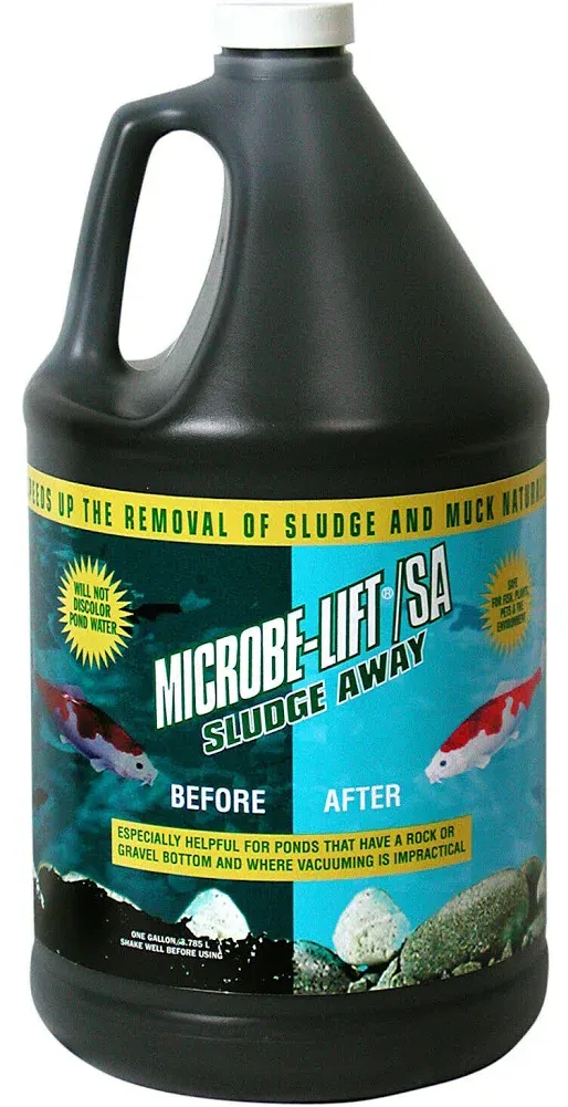 MICROBE-LIFT Sludge-Away Pond and Outdoor Water Garden Sludge and Muck Remover, Safe for Live Koi Fish, Plant Life, and Décor (32 Ounces)