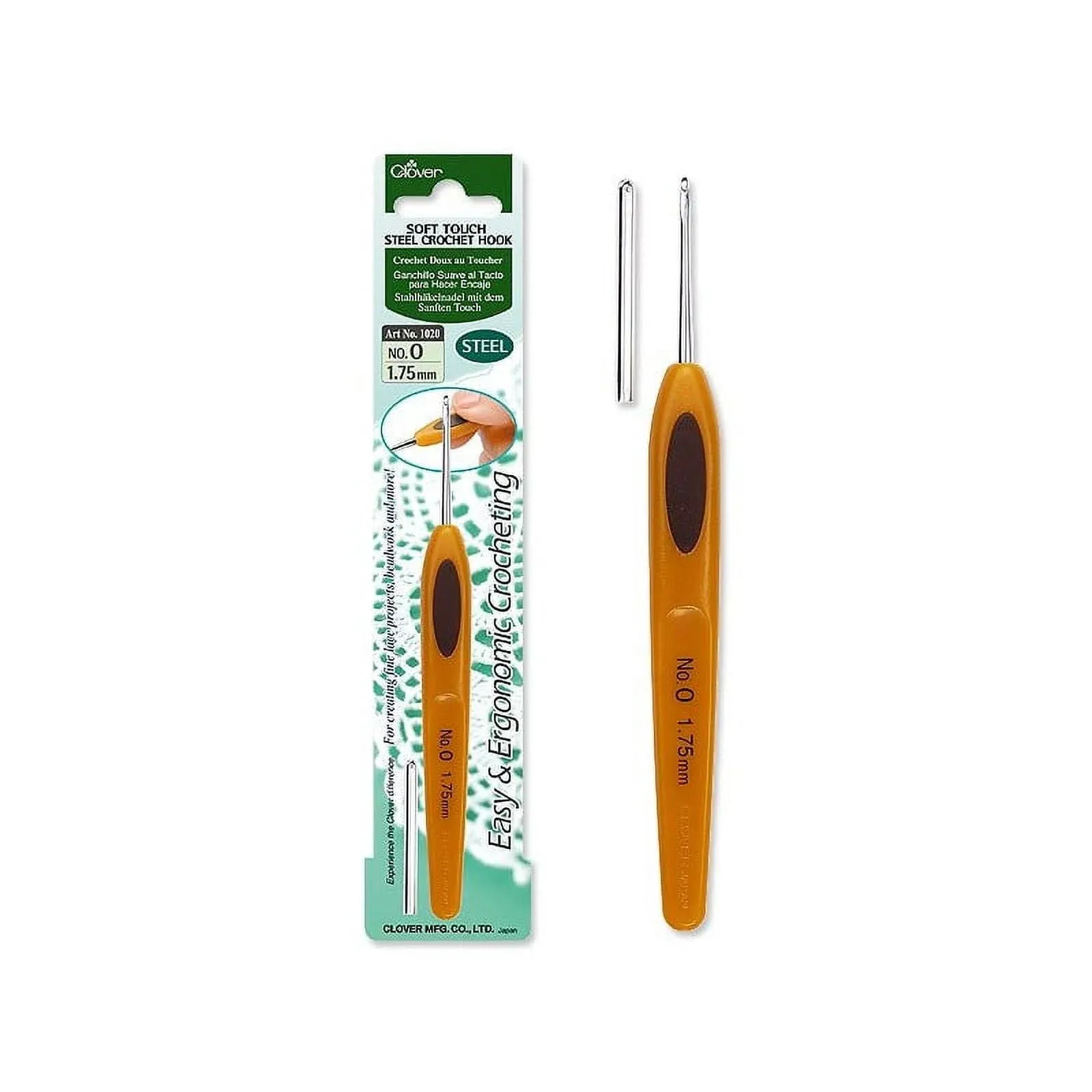 Clover 1027 Soft Touch Steel Crochet Hook-Size 14 .50mm