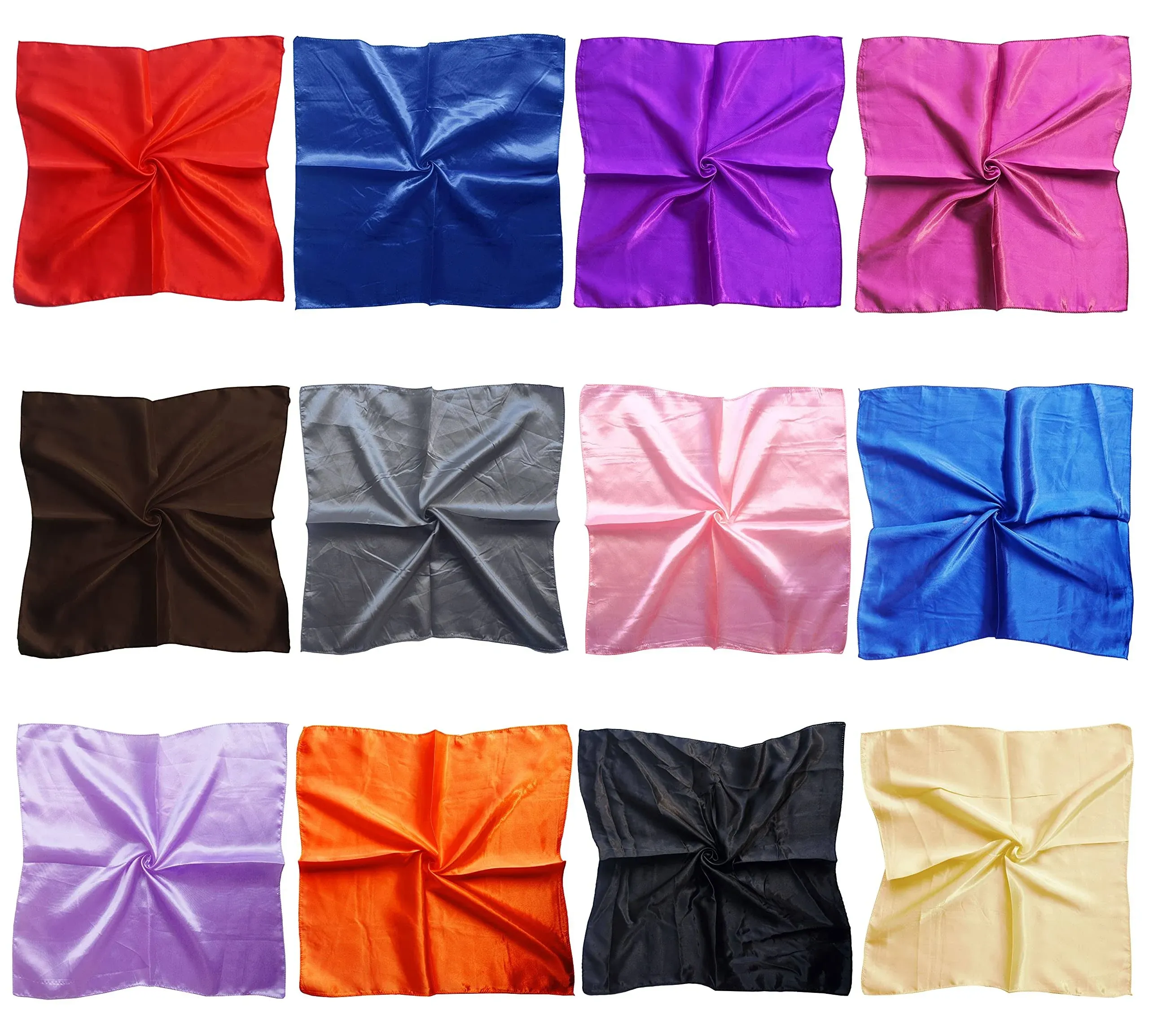 12 Set Mixed Designs Small Square Satin Womens Neck Head Scarf Scarves Bundle