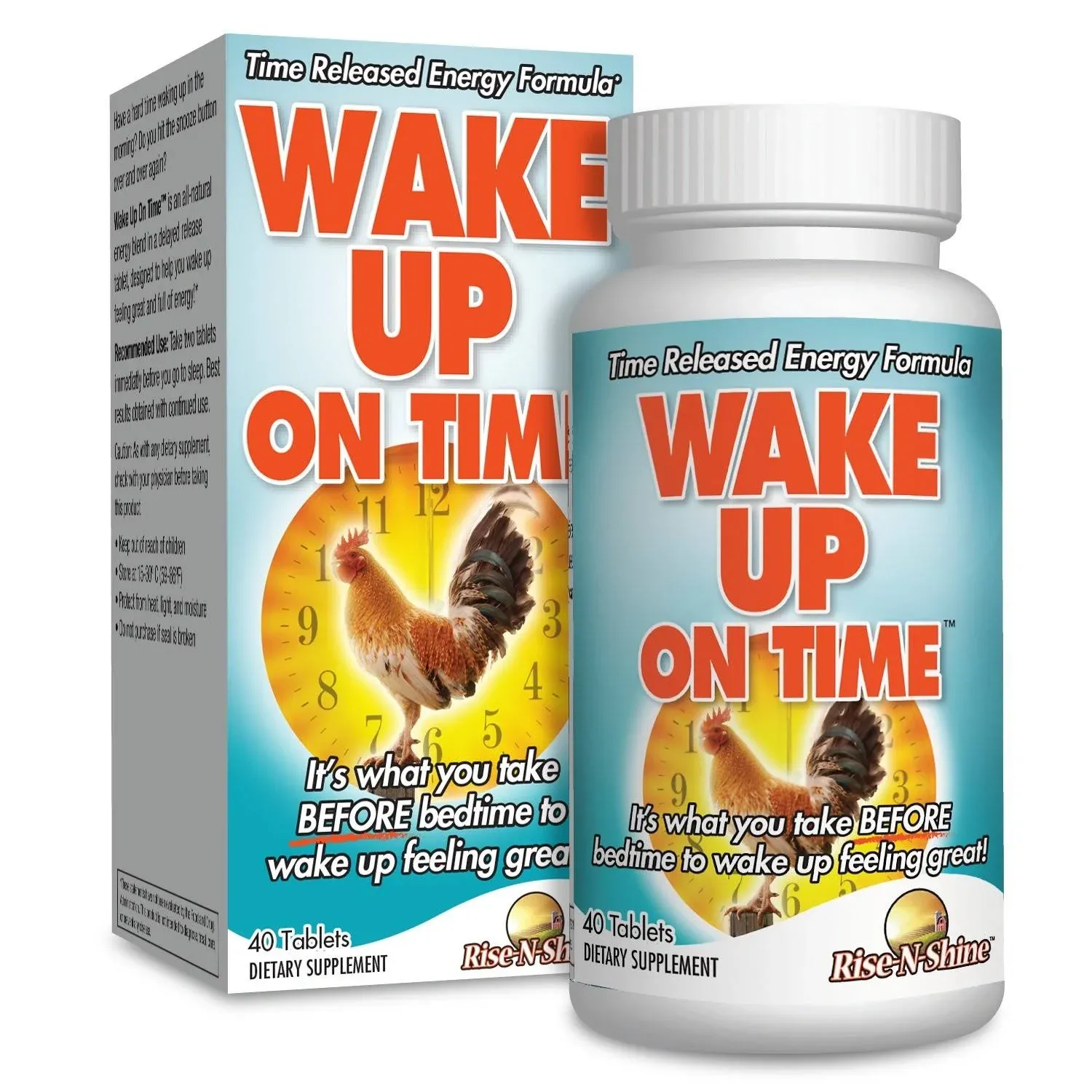 Wake Up On Time - Time Release Energy Supplement with Natural Caffeine to Boost Your Mornings With Alertness & Focus for a Productive Day - 40 Count