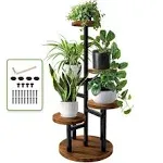 AUGOSTA 5 Tier Plant Stand, Tall Metal Wood Shelf Holder for Indoor Plants, Outdoor Garden Plant Display Rack Flower Pot Stand for Corner Living Room Balcony Garden Patio