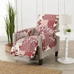 Great Bay Home Patchwork Scalloped Printed Recliner Protector - Burgundy