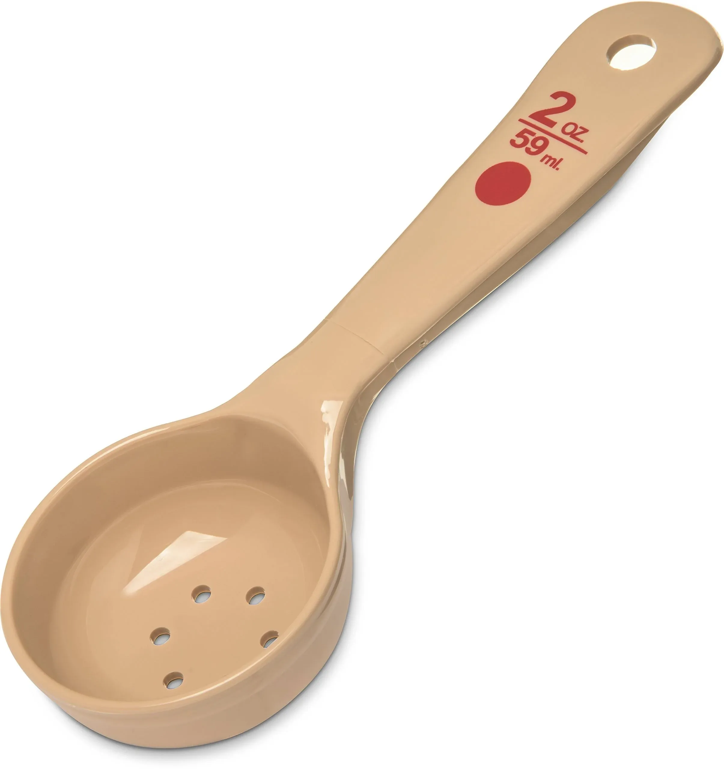 Carlisle FoodService Products Measure Miser Plastic Perforated Measuring Spoon with Short Handle, 2 Ounces, Beige