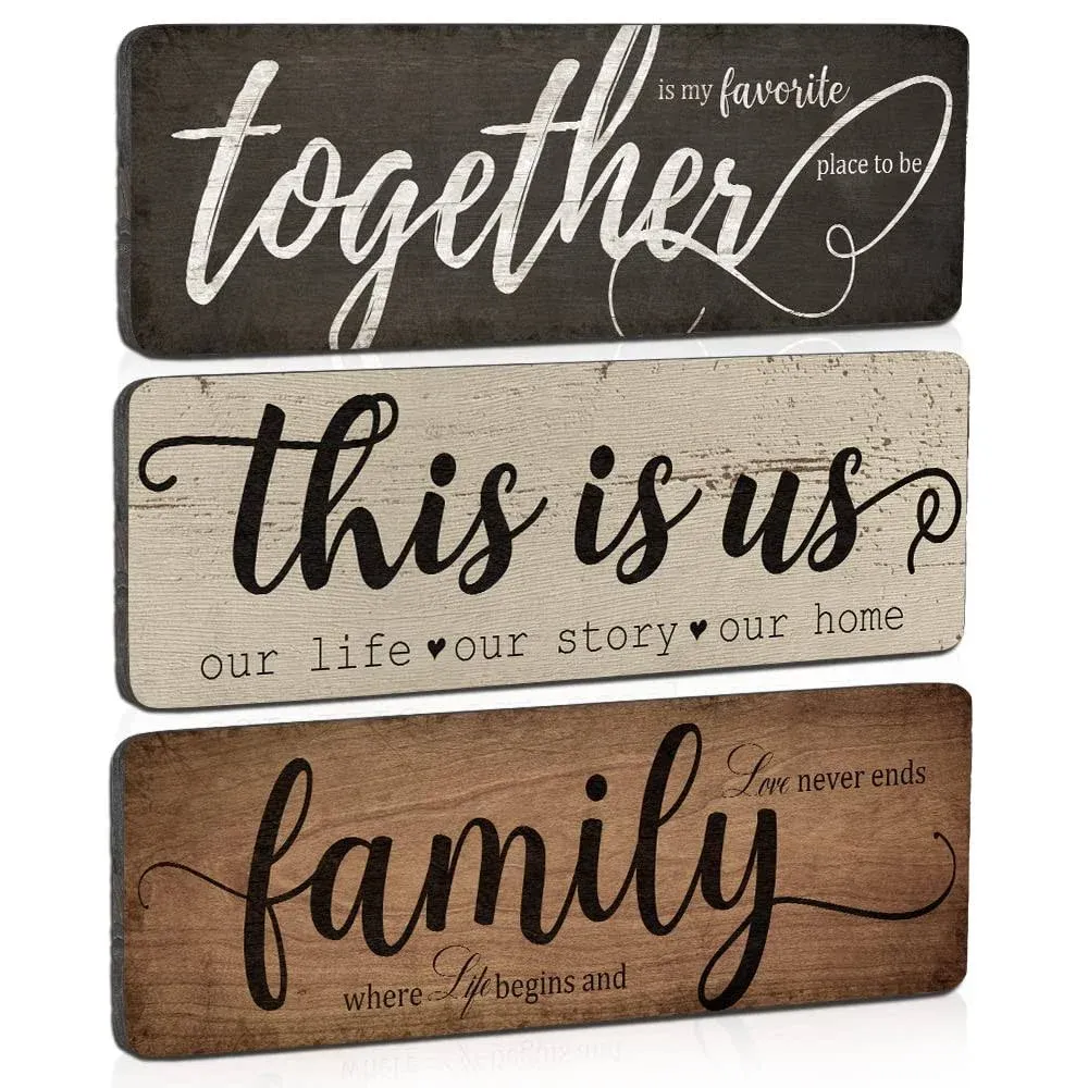 Rustic Home Decor 3 Pieces Together This Is US Family Home Wall Decor Wooden ...