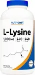 Nutricost, L-Lysine, 1,000 MG , 240 Tablets, NCS-67257