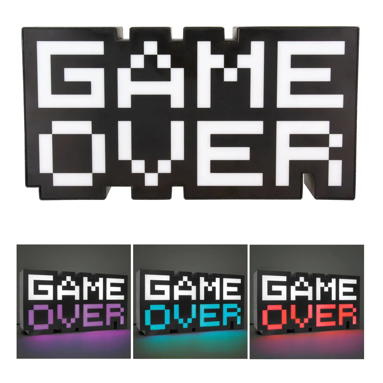 Paladone 8-Bit Pixel Game Over Light Color Changing Sound Reactive Decor Video