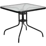 Flash Furniture 31.5 in. Square Tempered Glass Metal Table