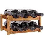 Wine Rack 6 Bottle 2-Tier Wood Wine Storage Easy-Assembly Space-Saving for Wi...