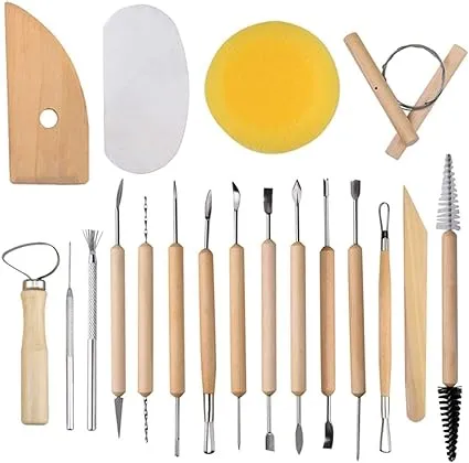 EuTengHao 19pcs Pottery Tools Clay Sculpting Carving Tool Set Contains Most ...