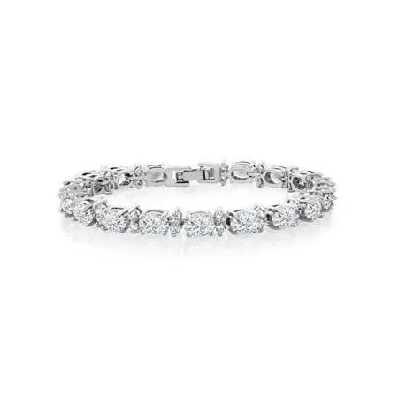 Gem Stone King 20.00 ct Gorgeous Oval and Round 7 Inches Sparkling Cubic Zirconia ...