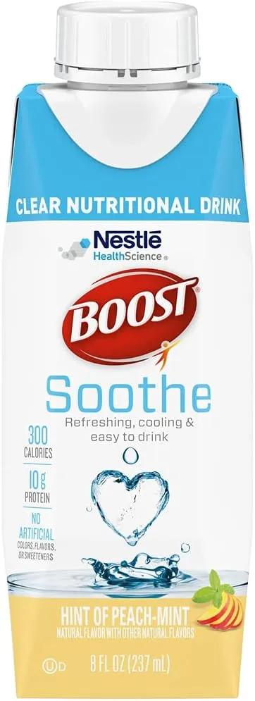 Nestle Boost Soothe Oral Supplement Peach Mint 8 oz Carton 24 Ct