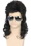 Men Wigs 80s Mullet Wig Black Curly Male Wig Carnival Costumes Punk Rocker Wig Long 2024 - $12.99