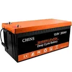 CHINS LiFePO4 Battery 12V 300AH Lithium Battery - Built-in 200A BMS with Low-Temp Protection, 2000~6000 Cycles, Perfect for RV, Off-Grid, Solar Power System, Home Backup, Boat, UPS, Marine etc.