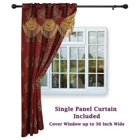 Venice Collections Alexa Luxury Jacquard Curtain Panel with Attached Waterfall ...