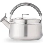 Café Series Whistling Tea Kettle - Brushed Stainless Steel Construction - Heat Resistant Handle - Stove Top Kettle and Tea Kettle - Whistling - 2 Quart Capacity - Dishwasher Safe