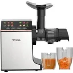 WHALL Masticating Slow Juicer Machine - Touchscreen Cold Press Juicer Machines with Quiet Motor & Reverse Function,