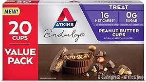 Atkins Endulge Peanut Butter Cups, Dessert Favorite, Low Carb, 0g Sugar, 20 Count