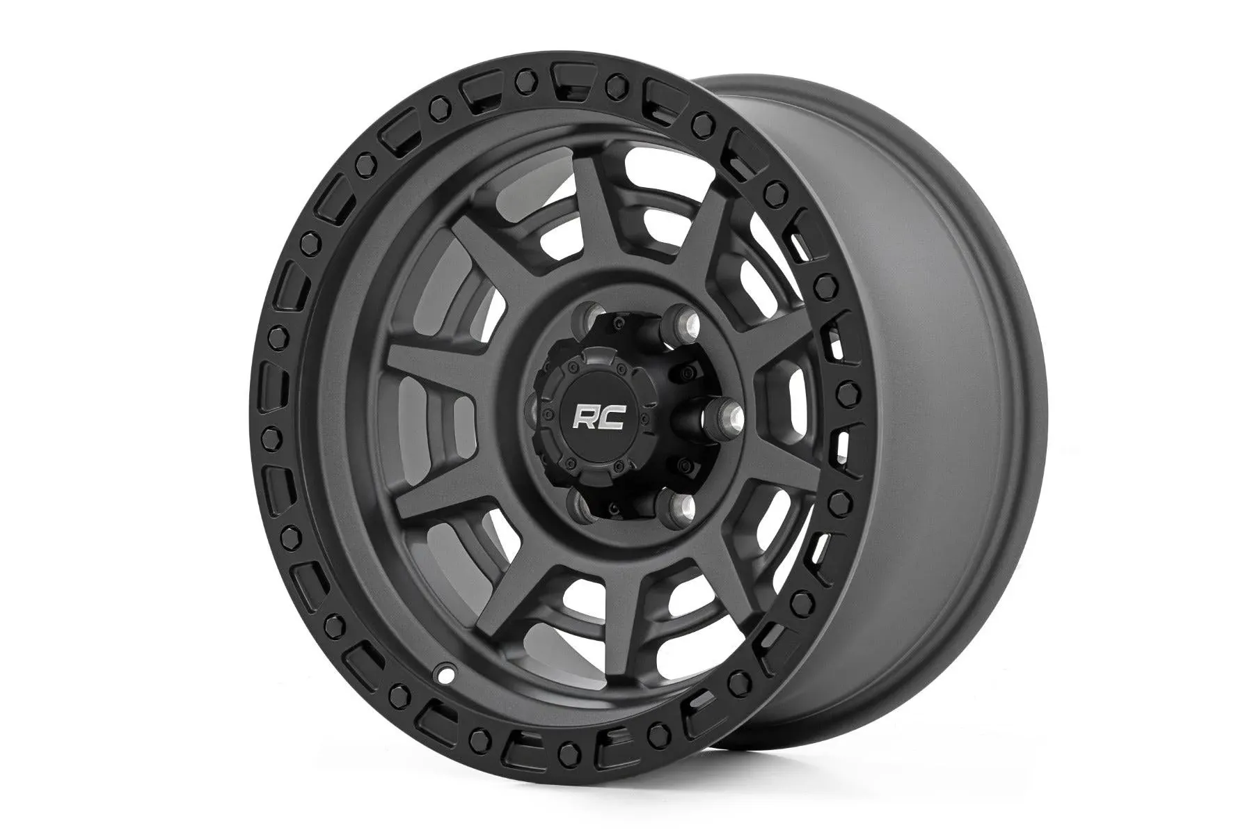 Rough Country 85 Series Wheel (Simulated Beadlock| Gunmetal Gray/Black| 17x9| 6x5.5| -12mm)