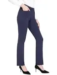 Baleaf Womens Petite Yoga Dress Pants Stretchy Work Slacks Business Casual Pull on Trousers with Pockets 29" Navy M