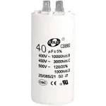 CBB60 Run Capacitor 40uF 450V AC Double Insert 94x45mm White for Pump Motor