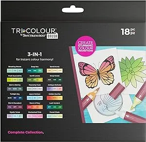 Tricolour Brush Japanese Fibre Nib-Complete Collection-Pack of 18, One Size on OnBuy