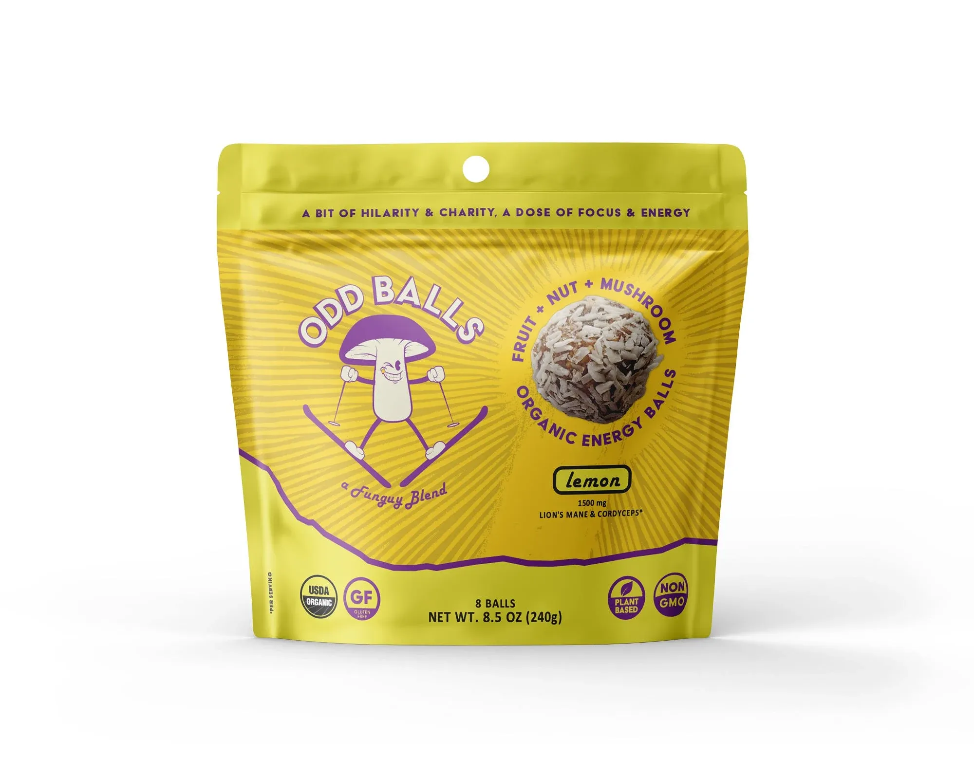 ODD BALLS Organic Energy Balls Lemon - Superfood Mushroom Snack - Running Cyc...